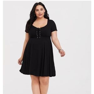 Black Torrid lace up front dress